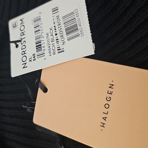 NWT Halogen Mixed Cable Mock Neck Sweater Rich Black Large - Picture 12 of 13